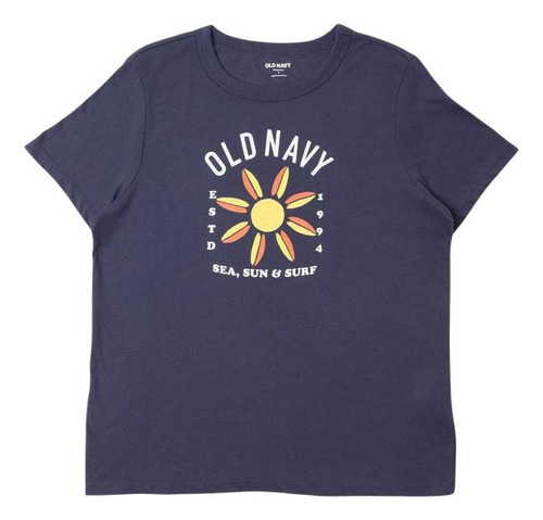 Polera Mujer Old Navy Manga Corta Logo Azul