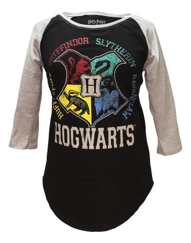 Harry Potter Hogwarts Camiseta Deportiva Raglán (grande) Neg