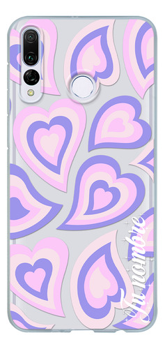 Funda Para Huawei Para Mujer Corazones Morados Con Nombre
