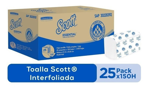 Toalla Manos Scott Essential Interfoleada (25 X 150 H) 