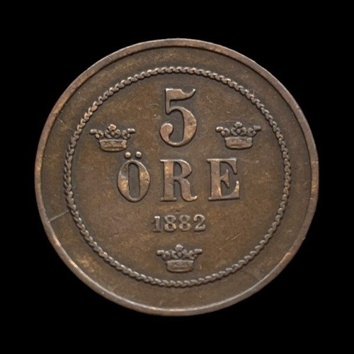 Moneda Suecia 5 Ore De 1882 - Km#736