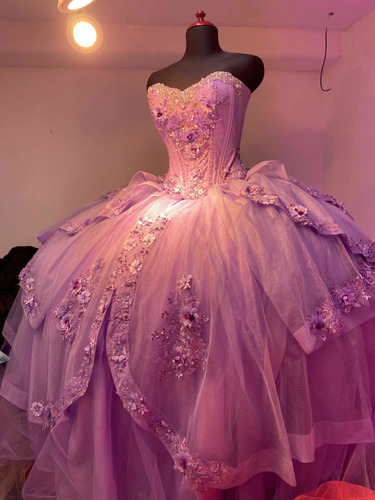 Vestido Xv Años Lila Con Flores | Envío gratis Vestido Xv Años Lila Con Flores | Envío gratis