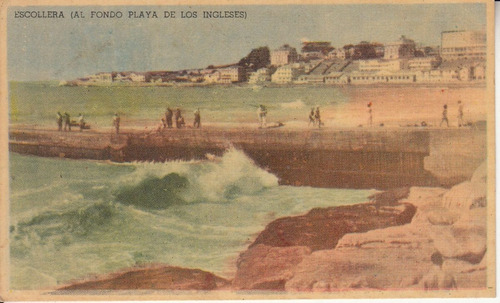 1962 Postal Qsl Mar Del Plata Escollera Foto Riggio Vintage