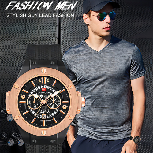 Reloj De Pulsera De Cuarzo Impermeable Va Va Voom Para Hombr Color De La Correa Black Rose