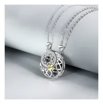 Comprar Collar Sol Y Luna Con Te Amo En 100 Idiomas - Envío Gratuito