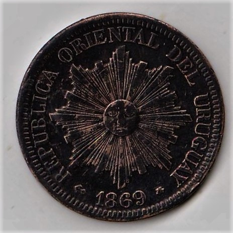 Uruguay Moneda 4 Centésimos Año 1869 Ceca A Excelente Pieza