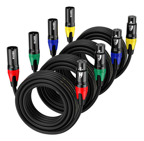 Ebxya Cables Xlr, Paquete De 4 Cables De Microfono Xlr Macho