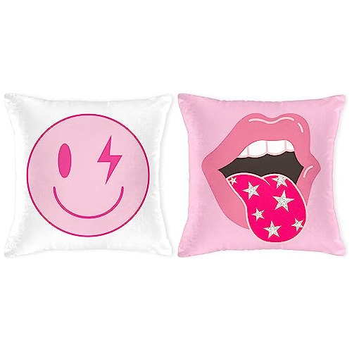 Fundas De Almohada De Terciopelo Preppy, Suaves, Rosa C...