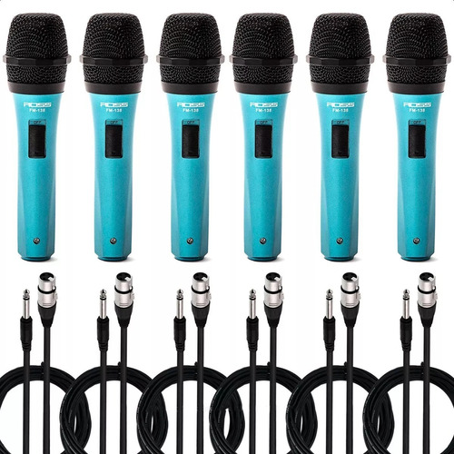 6 Micrófonos Dinámicos Para Karaoke Para Voces + Cable Combo