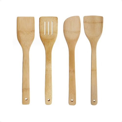 Set Por 4 Utensillos De Cocina Bambú Espátulas