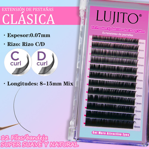 Lujito Blister Extensiones De Pestañas 0.07mm Mink Salón De Belleza Curvatura C/d