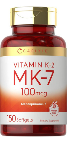 Suplemento Carlyle K2 Mk7 100 Mcg 150 Cápsulas Gelatinosas