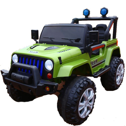 Jeep Gigante A Bateria 2 Motores Luces Led Mp3 Usb Verde