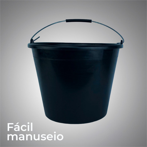Kit 6 - Baldes Plástico Com Alça Metal 12 Litros Cor Preto