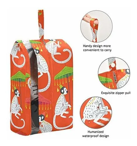 Bolsa Para Zapatos - Unise Vintage Monkeys Con Paraguas Chin