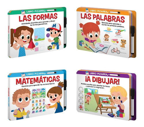 Set 2 De 4 Libros Pizarra Actividades Lúdicas Y Educativas