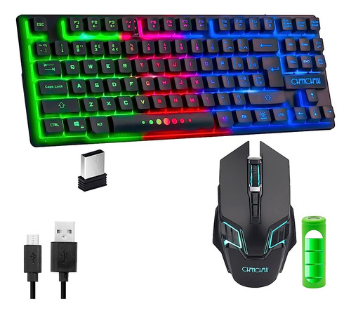 Juegos Inalámbricos Tkl Teclado Ratón Combo Recargable Led R