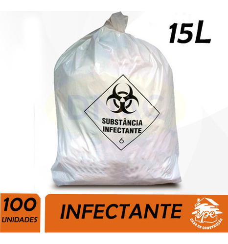 Saco De Lixo Infectante 6 Hospitalar Residuo 15l C/ 100 Un