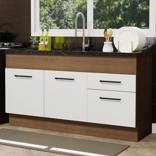 Mueble Cocina Madesa Agata 150 Cm Marrón/Blanco