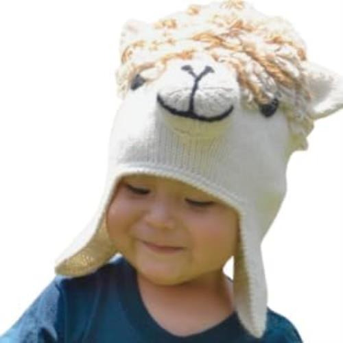 Gorro Alpaca Con Orejeras Alpaca Niños Beige