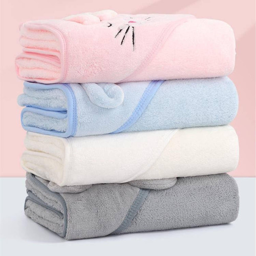 Toalla De Baño De Franela Con Capucha De Animales Suaves Par