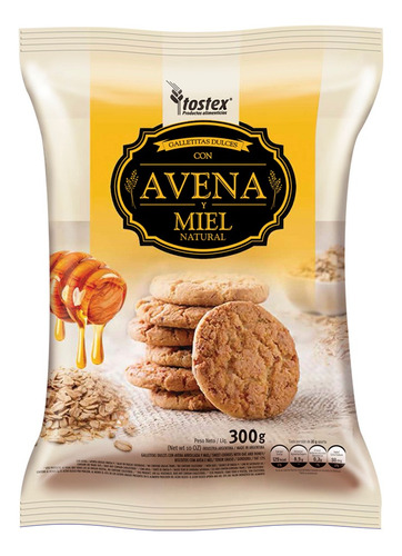 Galletitas Avena Y Miel Tostex  300gr Caja X 10 Unidades