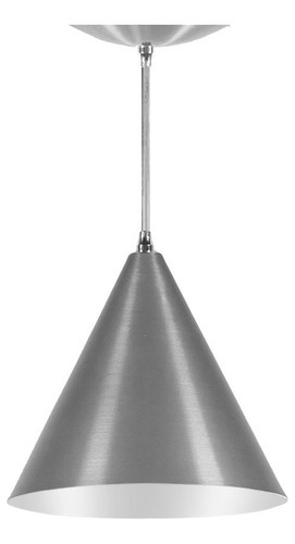 Pendente Luminária Cone P 18cm Diâmetro X 16cm Al. Cor Escovado x Branco