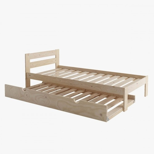 Cama Con Nido Sencilla 90 Cm Madera 100% Maciza Ref: Lore