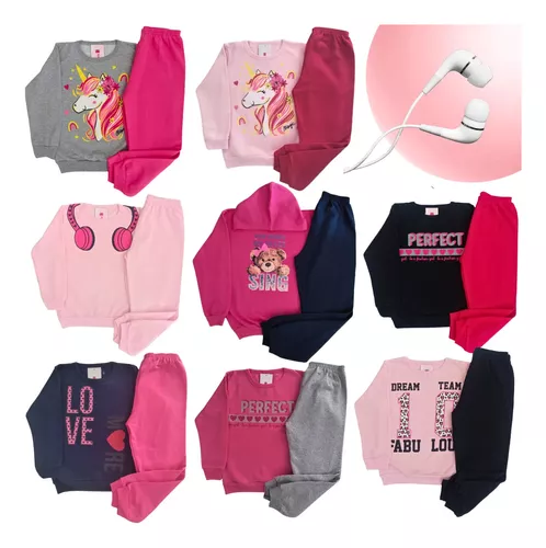 Conjunto Infantil Barbie Roupa Legging Menina Rosa Inverno