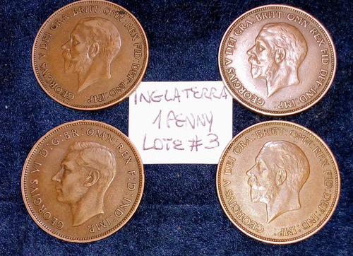 Monedas Inglaterra. One Penny 1913/1964, Todas Dif. Lote X12 (Usado)