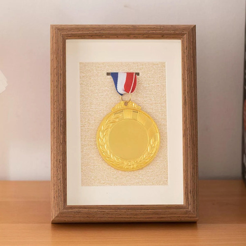 Zzc Caixa De Sombra Para Medalhas Com Moldura De Madeira De