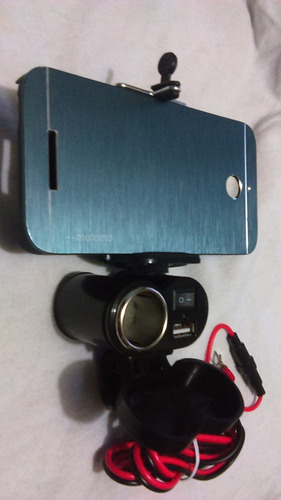 Porta Celular Gps iPod Cargador Usb Para Manubrio Stand Moto