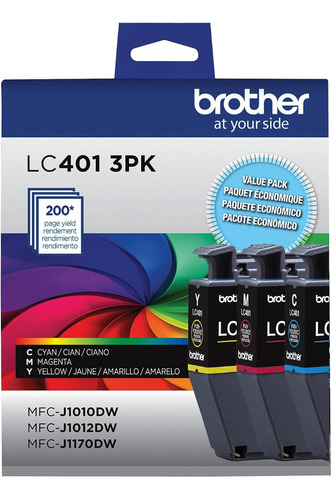 Brother 3 Cartuchos De Tinta Originales Lc401 De Rendimiento