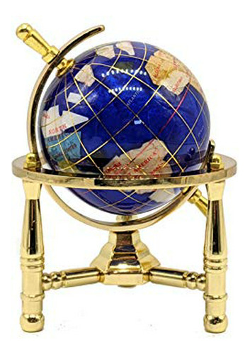 Globo Gemstone Azul 6  Con Trípode Dorado