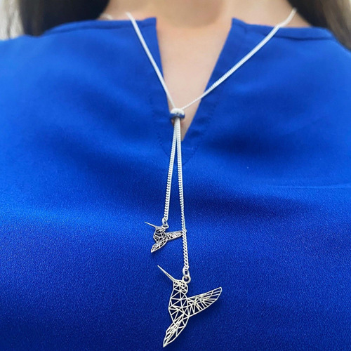 Imagen 6 de 10 de Collar Corbatero Colibrí Plata 925 Mujer Agálea Joyería