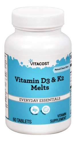 Vitamina D3 Y K2 Melts Con Sabor A Cereza 60 Tabs 90mcg