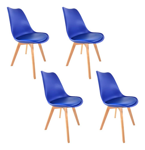 Pack 4 Silla Eames Acolchada Dsw Blanca / Comedor Escritorio