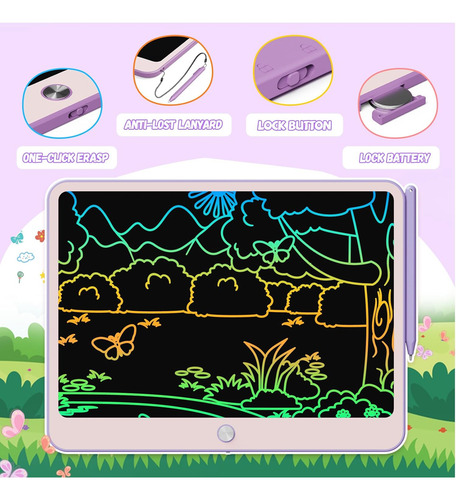 Tableta De Escritura Lcd Bravokids, Colorida De 12 Pulgadas