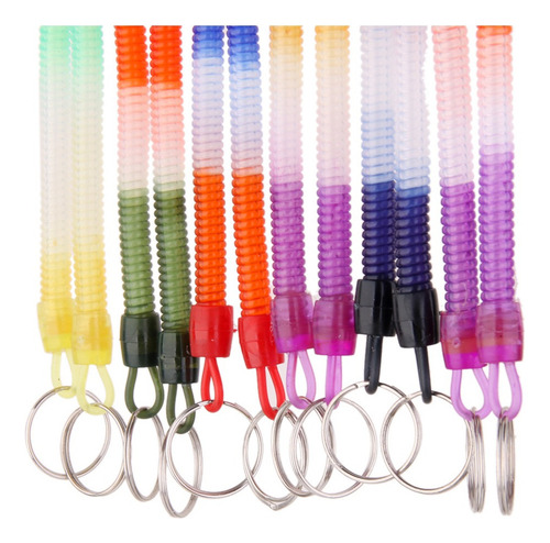 Y 12pcs Resorte De Plástico Espiral Llavero Retráctil Clips