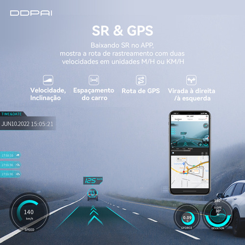 DDPAI Z50 Câmera Veicular Frontal e Traseira 4K+1080P Com Wi-Fi GPS D²Save Tela 2.3" Supercapacitor Gravação em Loop Visão Noturna Ângulo Amplo de 140° Com Sensor IMX415