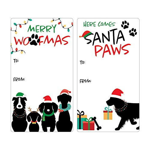 Etiquetas De Regalo De Navidad Perros Santa, Pegatinas ...