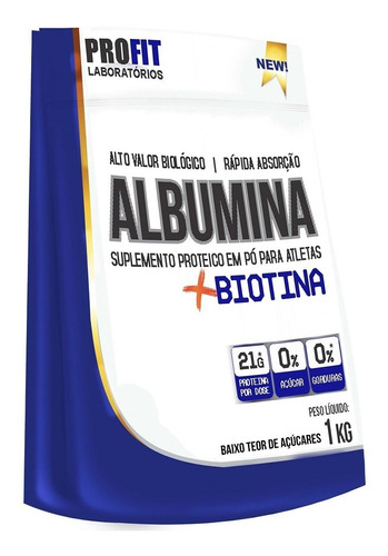 Albumina Com Biotina 1 Kilo Profit 0 Açúcar 0 Gordura Baunil