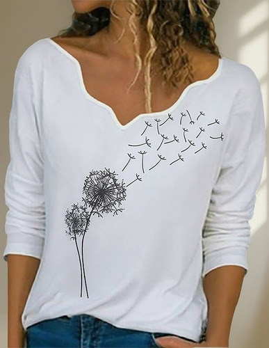 Top Tipo Jersey Con Cuello En V Y Estampado De Manga Larga P