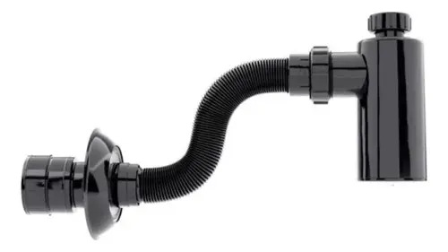 Sifão Universal Blukit Com Copo Preto Universal Com Canopla