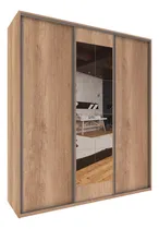 Comprar Ropero Placard 180 Premium 3 Puertas Corredizas Con Espejos Color Roble Nebrasca Natural