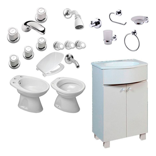 Set Baño Completo Inodoro Griferias Mueble Italiana Eg