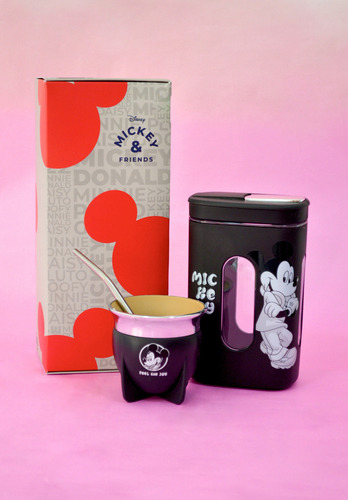 Kit Mate Pampa Disney Mickey Boca Abierta + Yerbera Color Negro