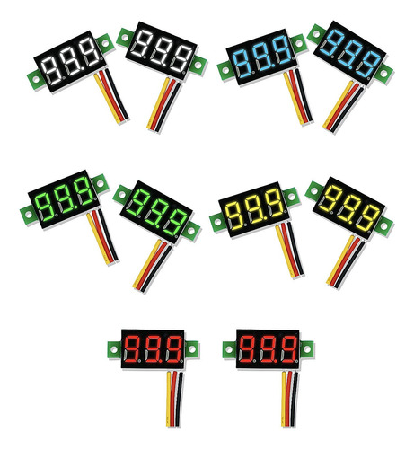 Mini Voltímetro Dc 3-wire Dc 0-100v Probador De Voltaje 10pc