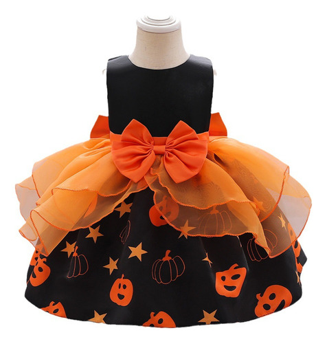 Niños Princesa Vestido Calabaza Fiesta De Halloween Lindo