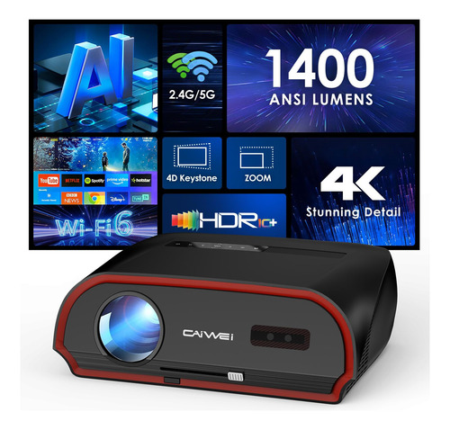 Projetor Pxodyda 4k Com Foco Automático Daylight 1500 Ansi L